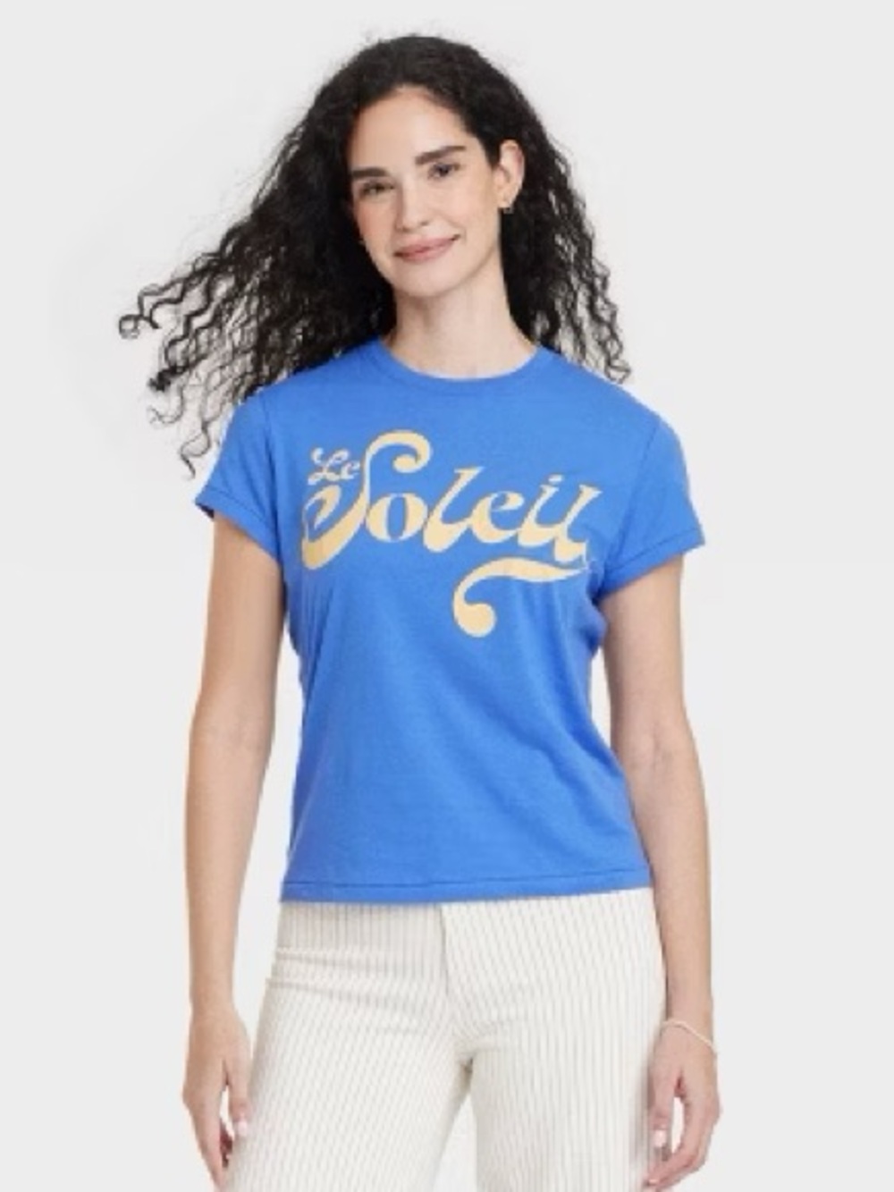 Universal Thread Le Soleil Cobalt Blue Graphic Coastal Resort Tee / Tshirt